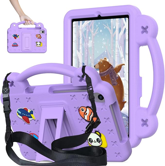 Compatible with Lenovo Tab M10 Plus(3rd Gen) 10.6 (2022)/Huawei MatePad Pro 10.8 (2019/2021)/SE 10.4(2023)/Samsung Tab A8 10.5 Tablet Case Kids Case with Shoulder Strap - Light Purple
