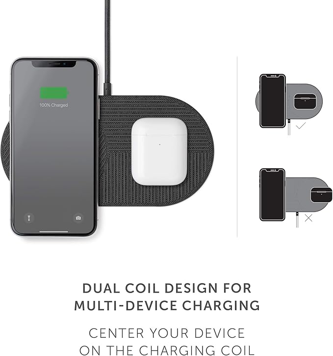 NATIVE UNION Drop XL Wireless Charger – 10W Multi-Device Fast Charging Pad Compatible with iPhone &amp Qi Compatible Devices(Adapter for US China and Australia Included)