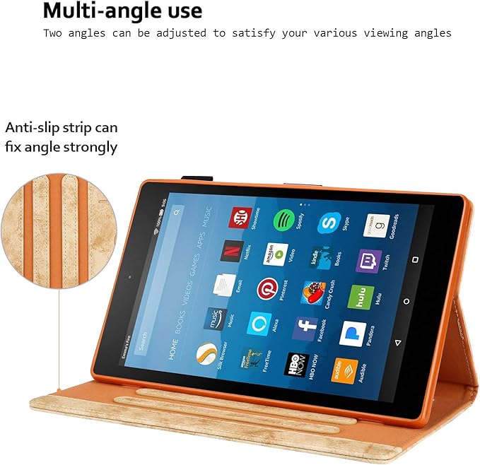Folding Case for Amazon Fire HD 10 9th/7th/5th Gen Techcircle Smart Flip [Wake/Sleep] Solid PU Leather Protective Cover for All-New Kindle Fire HD 10.1 inch Tablet 2019/2017/2015 Release Beige