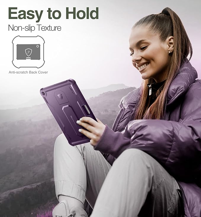 Dexnor for iPad 9.7 Inch 6th /5th Generation(2018/2017) [Built in Screen Protector &amp Kickstand] with Pen Holder Heavy Duty Shockproof Full Body Protective Cover for iPad 6th Generation Case-Purpl