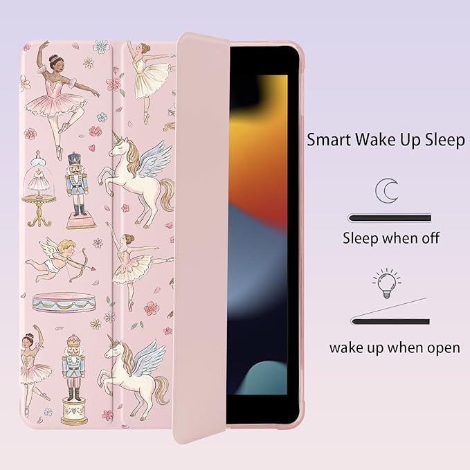 Cute Nutcracker Flower for iPad Pro 13 Inch Case (M5/M4) 2025/2024 with Pencil Holder Auto Sleep/Wake Pink Leather Soft TPU Back Cover