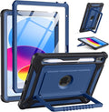 Akkerds for iPad A16 case 11th Generation 11 Inch 2025 - for iPad 10th Generation case 10.9 Inch 2022 with Pencil Holder - Screen Protector and Kickstand - Heavy Duty Rugged Protective Cover - Blue