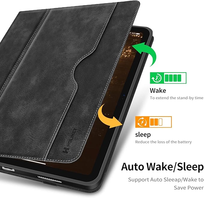 H HOLIMET Case for iPad (A16) 11th Generation 11 Inch 2025/iPad 10th Generation 10.9 Inch 2022 New with Pencil Holder Protective Cases Shockproof Cover Vegan Leather Black