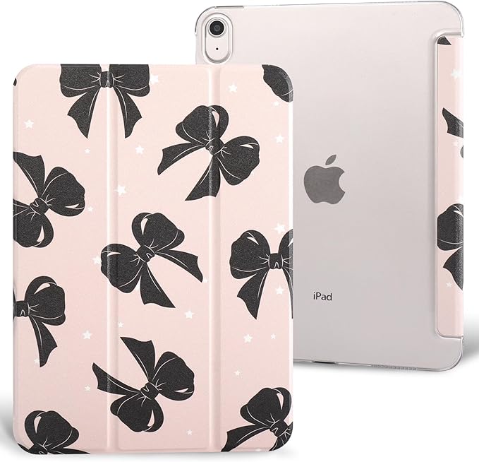 case for ipad 11th Generation11 Inch 2025 (A16 Chip) &amp 10th Gen 10.9 Inch 2022 - Slim Scratch-Resistant Hard PC Translucent Back Shell Smart Cover Wake/Sleep FunctionBlack Bow