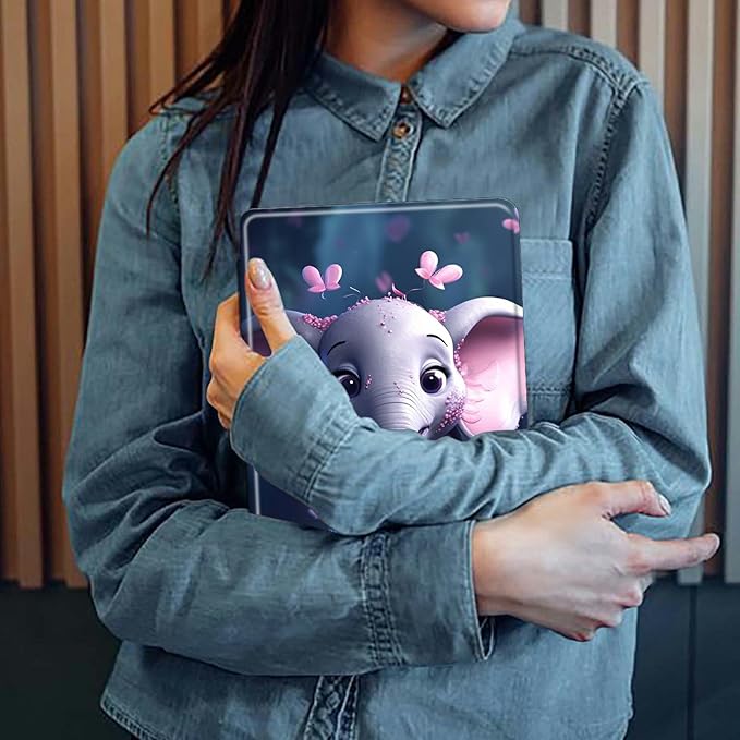 Case for iPad 10.2 Case iPad 9th/iPad 8th/iPad 7th Generation 2021/2020/2019 Elephant and Pink Hearts Theme 360 Degree Rotating Stand Protective Cover with Auto Sleep/Wake for iPad 10.2 Tablet