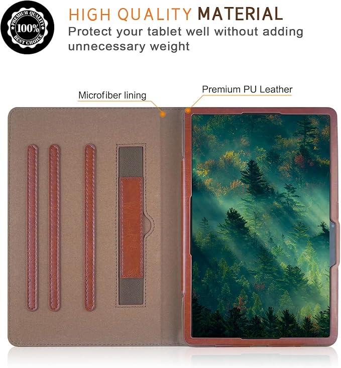 Case Compatible with Tablet Samsung Galaxy Tab S9 FE Plus S9 Plus S8 Plus S7 FE S7 Plus 12.4 InchCover 360° Rotating Stand PU Leather for Galaxy Tab S9 FE+ S9 + S8+ S7+ 12.4Brown