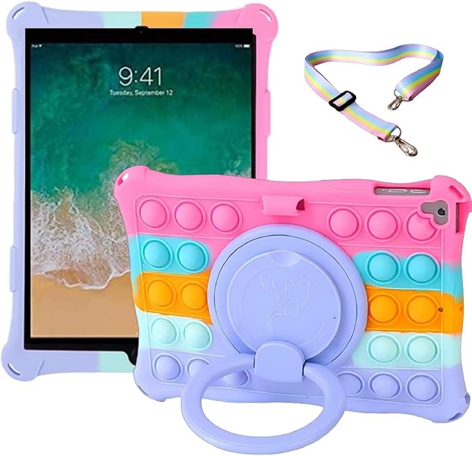 New iPad 6th Generation Case 9.7 inch 2018 UFAINEI iPad 5th Generation Case 2017 iPad Air 1&amp2 Case IPad Pro 9.7 Case with 360° Rotatable Stand &amp Shoulder Strap Colorful Pink