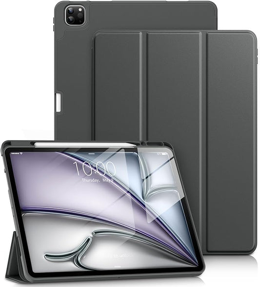 DTTO for iPad Air 13 Inch Case M4/M3/M2 2026/2025/2024 iPad Pro 12.9 Inch Case (6th/5th/4th/3rd Gen) Smart Slim Trifold Stand Soft Cover with Pencil Holder Dark Gray