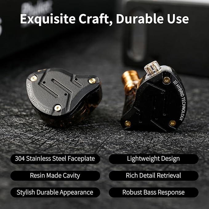 KZ ZS10 Pro Gaming Earbuds 4BA 1DD Gaming Wired Earbuds with Mic IEM Headphone Multi Driver HiFi Monitor Headphones KZ in Ear Earphoner with 2PIN IEM Cable All in One Button (Black with Mic)