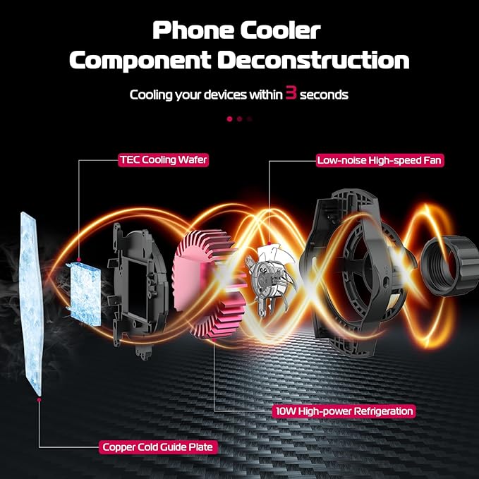 ULANZI SK-06 Cell Phone Stand with Phone Cooler Desktop Phone Live Streaming Solution with Phone Cooling Fan Height Adjustable Phone Cooler Stand Compatible with All Mobile Phones iPhone &amp Andr
