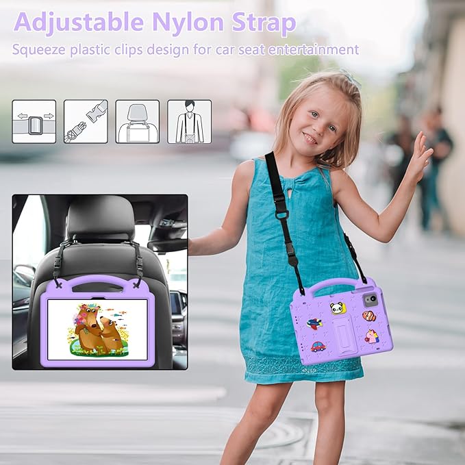 for Revvl Tab 2 Case 10.1 inch 2025 Kids EVA Tablet Cover with Strap Stand Handle for Tmobile Revvl Tab 2 5G Case Purple