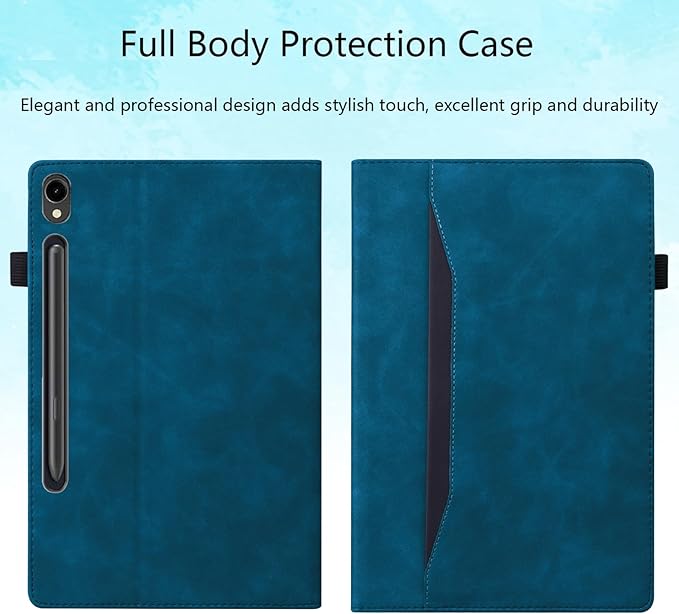 Case for Samsung Galaxy Tab S10 FE+/S10 FE Plus 13.1 Inch 2025 Model (SM-X620/SM-X626B) with Pencil Holder/Pocket/Card Slots Folio Stand PU Leather TPU Back Shockproof Wallet Cover Blue
