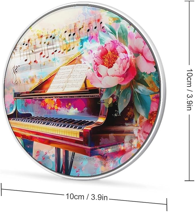 Piano Music Notes Wireless Charger Anti-Slip Wireless Charging Pad Slim Charger Mat for Men Women