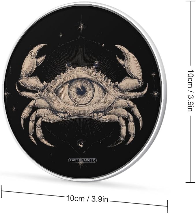 Crab Eye Cancer Constellation Fast Portable Charger 10W Funny Graphic Phone Charging Pad with USB Cable
