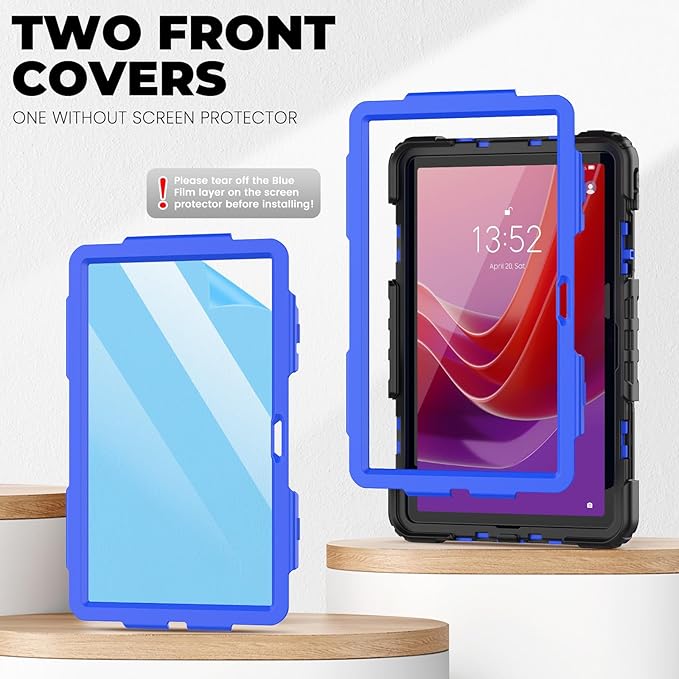 timecity Case for Lenovo Tab M11 (TB330FU/TB330XU) 11 Inch Tablet Case with Pen Holder/Stylus Holder/Screen Protector/360° Hand Strap for Tab K11 LTE 2024/ Lenovo Xiaoxin Pad 2024 (TB331FC)- Blue