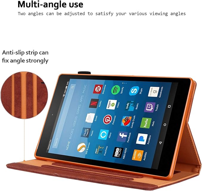 Folding Case for Amazon Fire HD 10 9th/7th/5th Gen Techcircle Smart Flip [Wake/Sleep] Solid PU Leather Protective Cover for All-New Kindle Fire HD 10.1 inch Tablet 2019/2017/2015 Release Brown