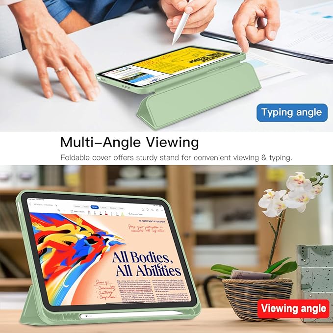 iMieet iPad (A16) Case 11th Gen/iPad 10th Generation Case [11-Inch 2025/10.9 Inch 2022] with Pencil Holder Trifold Stand Smart Cover with Soft TPU BackAuto Wake/Sleep(Matcha Green)