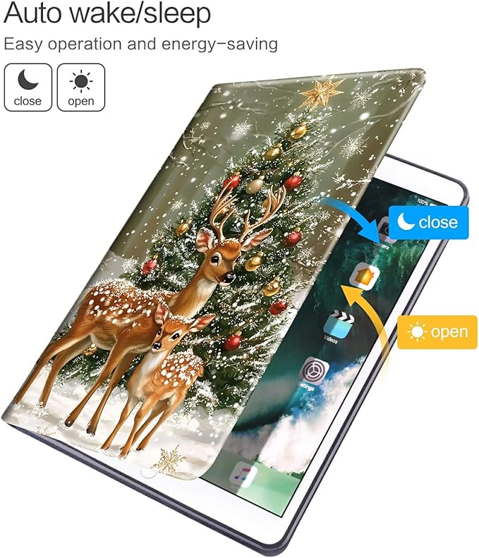 for Fire HD 10 &amp 10 Plus Tablet Case (11th Generation 2021 Release) Case with Pen Holder &amp Auto Wake/Sleepd Shockproof Stand Protective Cover for HD 10 2021 TabletBeautiful Christmas Deer