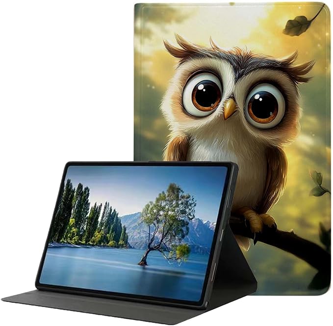 for iPad Air 3 10.5 2019/iPad Pro 10.5 2017 CasePU Leather Cover with Auto Wake/SleepMulti-Angle Viewing Adjustable Stand.Cute Owl Art