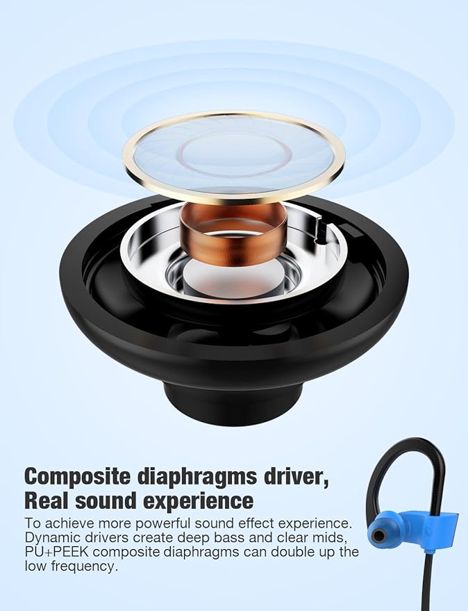 Bluetooth Headphones Otium Wireless Sports Earbuds Waterproof IPX7 w/Mic HD Stereo in-Ear Earphones Case Fast Pairing Gym Running Workout 10 Hrs Battery Noise Cancelling Headsets