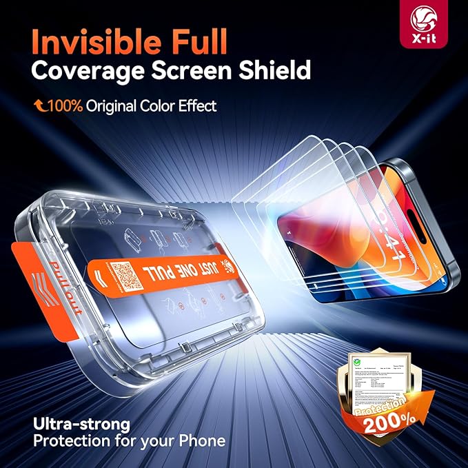 X-it Screen Protector Tempered Glass for iPhone 17 Air with Auto-Alignment Kit Auto Dust Resistance 9H+ Military Grade Shatterproof Glass Film HD Clear Case Friendly Full Edge Coverage 4 Pack