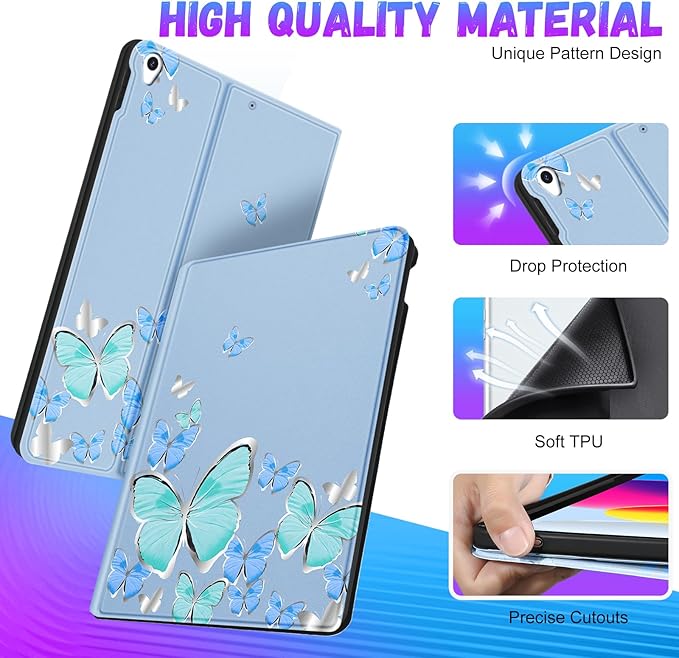 for iPad Air 3rd Generation Case for Apple iPad Pro 10.5 Inch Case Cute Kids Women Girls Girly Kawaii Pretty Butterfly Pretty Unique Design Folio Cover for iPad Air 3 Gen 2019 Pro 10.5 Cases