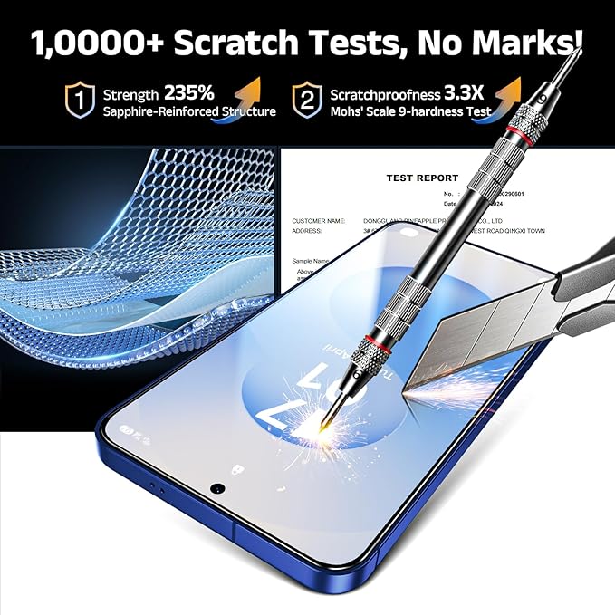 EZ-GLAZ- 4 Pack for Galaxy S25/ S24 [6.2] Screen Protector 100% Fingerprint Unlock 9H+ Hardness Military Grade Shatterproof Long Durable Tempered Glass Film with Flawless Fit Box HD Clear