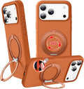 STERKER 360° Rotatable Stand Compatible with iPhone 17 Pro Case with Magnetic [Military Grade Drop Tested][Adjustable Kickstand] Ring Holder Silicone Slim Back Soft Edge Orange