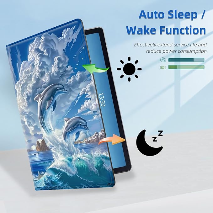 for Samsung Galaxy Tab S9 Ultra 14.6 Tablet 2023 Case–PU Leather Folio Cover with Auto Sleep/WakeStand - Style Shockproof Protective Case for Galaxy Tab S9 UltraCute Dolphins