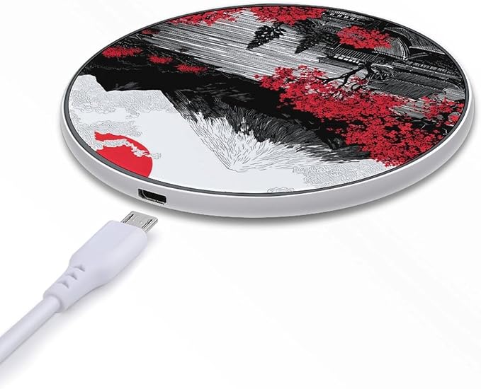Japanese Mountains Landscape Phone Charger Magnetic Charging Pad Anti-Slip with USB Cable