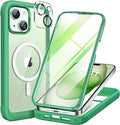 Miracase Magnetic for iPhone 15 Plus Case 6.7'' [Compatible with Magsafe] Full-Body Military Drop Proof 15 Plus Phone Case Cover with Built-in 9H Tempered Glass Screen ProtectorMagnetic Green | Magne