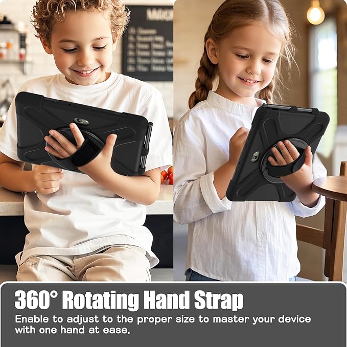 DreamerX for Samsung Galaxy Tab Active 5 Pro 2025/Active 4Pro 2022/Active Pro 2019 10.1 Case Heavy Duty Shockproof Silicone Drop Protection Cover with Handle 360° Stand Hand/Shoulder Strap Black