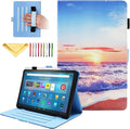 Case for Amazon Kindle Fire Max 11 Tablet (13th Generation 2023 Release) 11 with Pencil Holder/Hand Wrist Strap Folio Stand Magnetic Smart PU Leather Cover [Auto Sleep Wake] Beach Sunrise