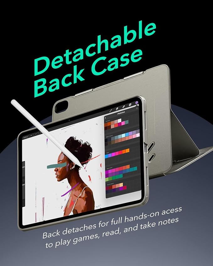 ESR for iPad A16 Case iPad 11th/10th Generation Case (2025/2022) Removable Magnetic Cover Adjustable Portrait/Landscape Stand with Raised Screen View 9 Standing Angles Titanium