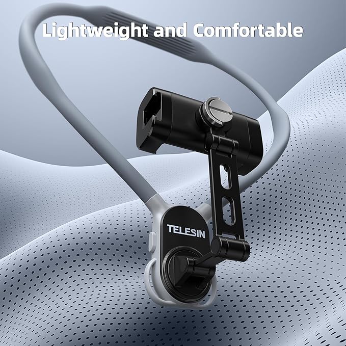 TELESIN° Neck Phone Holder POV/Vlog Neck Mount for Phones with Phone Clip Hands Free Phone Neck Holder w Chest Strap Neck Selfie Mount Video Recording for iPhone Samsung Google Pixel and All Phones