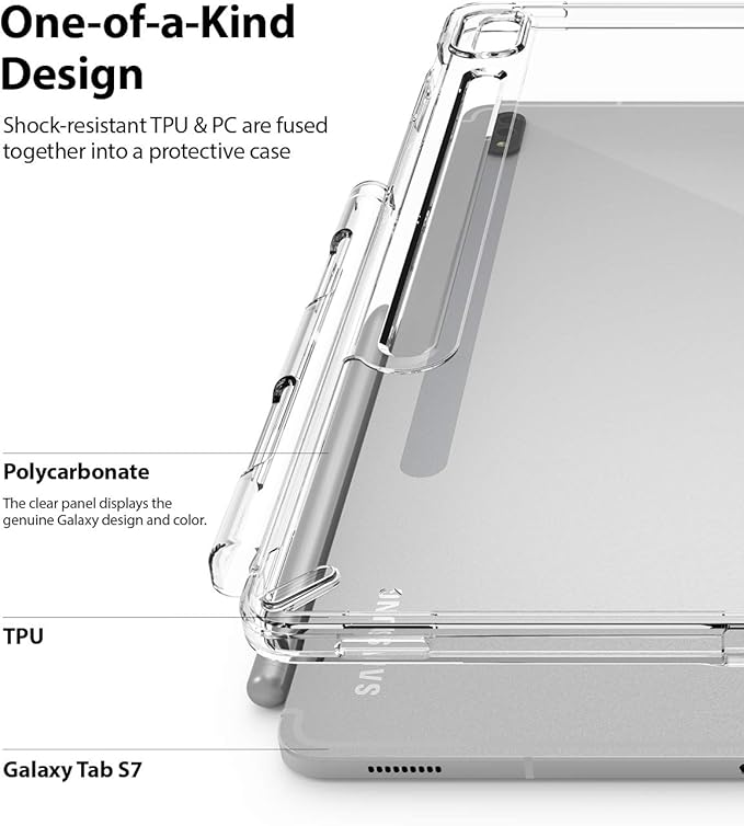 Ringke Fusion Case Compatible with Samsung Galaxy Tab S8 (2022) / S7 (2020) Built-in Stylus S Pen Holder - Clear Transparent