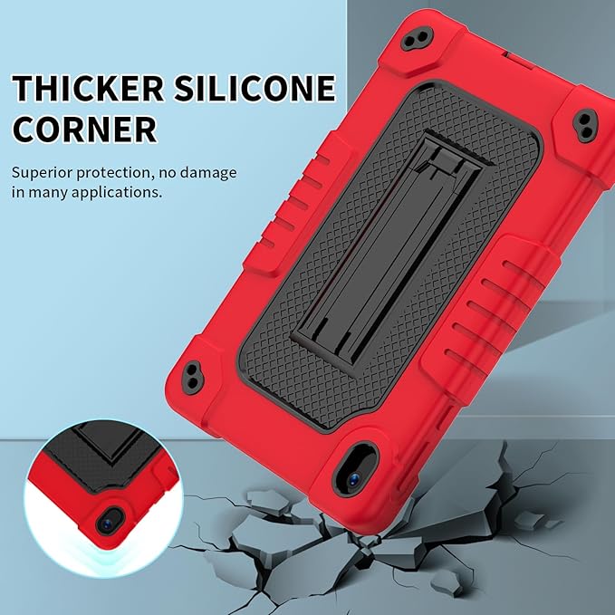 for Walmart Onn 8 inch Gen 4 2024 Model Tablet Case with 2 Pcs Screen ProtectorHeavy Duty Kids Shockproof Stand Shoulder Strap Case for Walmart Onn 8 2024 Model:100135923 (Red/Black)
