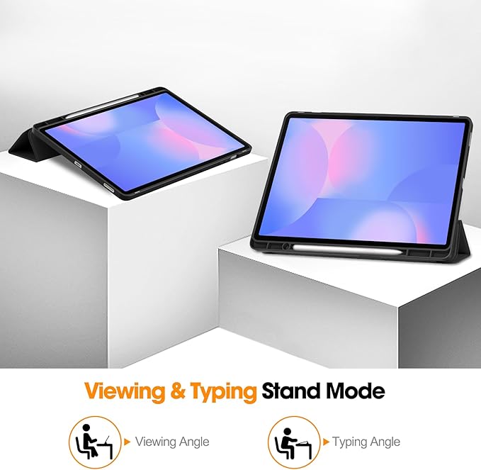 Case for Samsumg Galaxy Tab S10 FE+/S10 FE Plus 13.1 Inch 2025 (Model: SM-X620/SM-X626B) Trifold Stand Cover with S Pen Holder [Auto Wake/Sleep] PU Leather + Soft TPU Bumper Shell Black