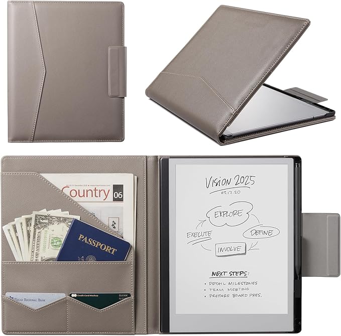 CoBak Premium PU Leather Case for 10.3 Remarkable 2 Tablet (2020) - Folder Design Slim Hard Shell with Pen HolderElephant Gray