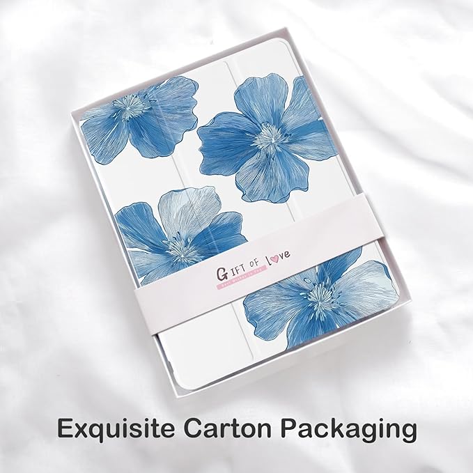 Cute Flower Floral for iPad Air 11 Inch Case 7th/6th Generation (M3/M2) 2025/2024 with Pencil Holder Auto Sleep/Wake White Leather Soft TPU Back Cover