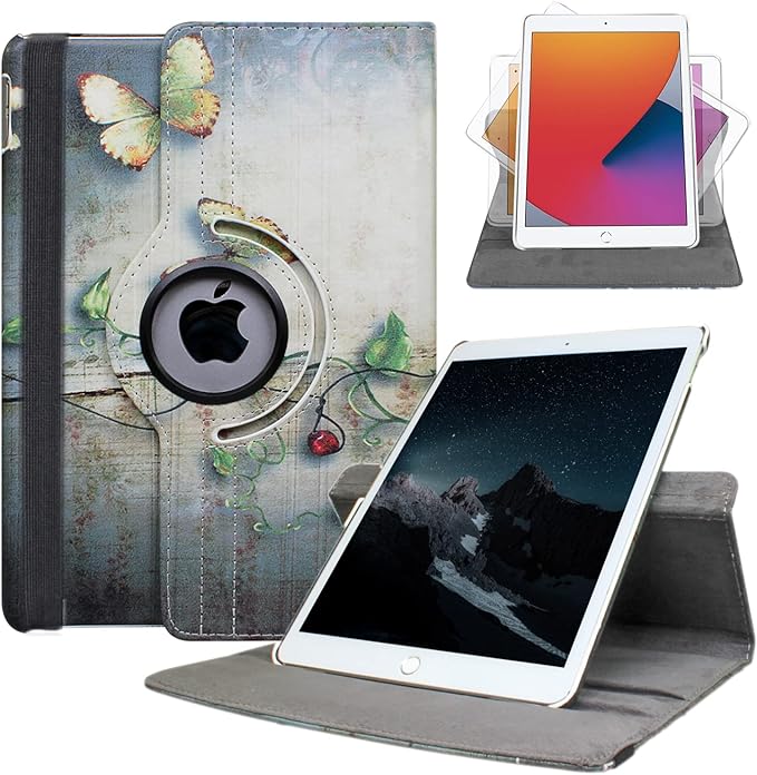 Case for ipad pro 12.9 inch 2nd &amp 1st Generation Model MP6G2LL/A MQDA2LL/A MPLL2LL/A ML0F2LL/A ML3K2LL/A ML0N2LL/A ML0R2LL/A with Rotating Stand Auto Sleep/Wake Butterfly Flower Design
