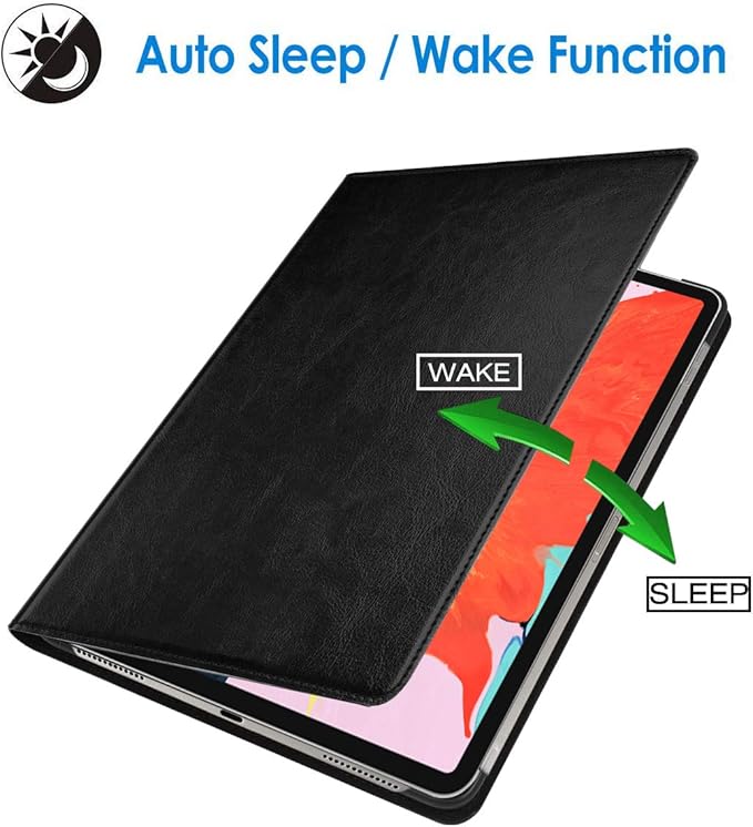 for Ipad Case 10.2-inch 9th/8th/7th Gen 2021/2020/2019 Genuine Leather Cover Protective ShellAuto Wake/Sleep.Classic Black