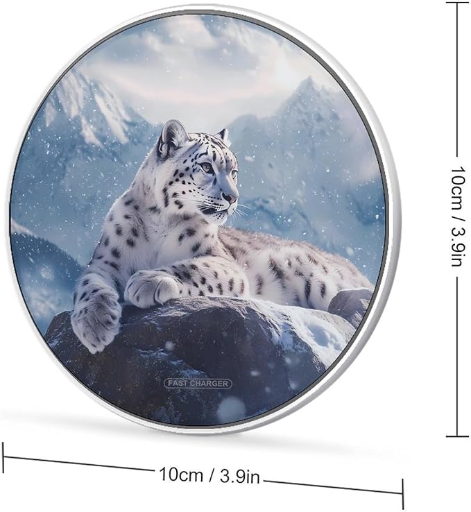 Leopard Snowy Wireless Charger Anti-Slip Wireless Charging Pad Slim Charger Mat for Men Women