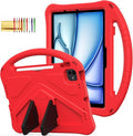 Kids Case for iPad Pro 11-inch (M5) 2025/(M4) 2024 Air 11 2026 M4/M3/M2 Case with Pencil Holder Techcircle Lightweight Shockproof EVA Foam Handle Stand Anti-Slip Grip Rugged Cover Red