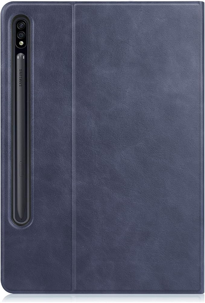 12.4 Case for Samsung Galaxy Tab S8 Plus/S8+ 2022/S7 FE 2021/Tab S7 Plus/S7+ 2020 (SM-X800/T730/T970) with S Pen Holder &amp [Auto Wake/Sleep] Premium PU Leather Folding Stand Cover Darkblue