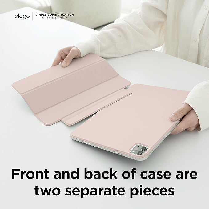 elago Case for iPad Air 11(M4 M3 M2) 5th 4th / Pro 11(1st) - iPad Case with Magnetic Attachment to Metal Compatible with Apple Pencil and elago’s Pencil case (Sand Pink)