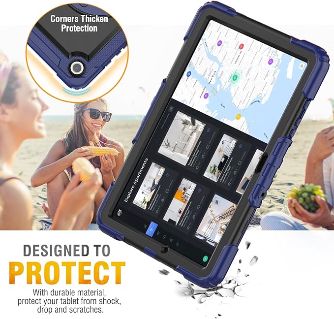 HXCASEAC Case for Samsung Galaxy Tab A9+ Plus 11 Inch Kids Protective with Screen Protector/Hand Strap/Pen Holder Sturdy Shockproof for Samsung A9 Plus Tablet Case SM-X210 SM-X216 SM-X218 - Navy