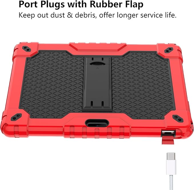for Vankyo MatrixPad S10 Tab Case YQSAVIOR CUPEISI Coopers YQ10S VIVIMAGE A10 A38 BYANDBY BYYQ10S 10.1 Case Built in Kickstand Shoulder Strap Shell with Screen Protector (Red+Black/2 Pcs)
