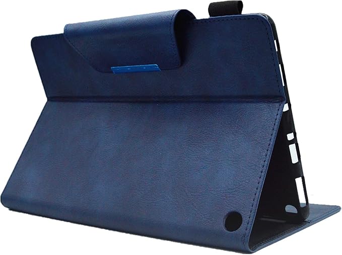 Folio Case for Amazon Kindle Fire HD 8/Fire HD 8 Plus (12th/10th Generation 2024/2022/2020) 8 UUcovers PU Leather Magnetic Smart Cover with Stand/Pencil Holder/Pockets [Auto Sleep/Wake] Blue