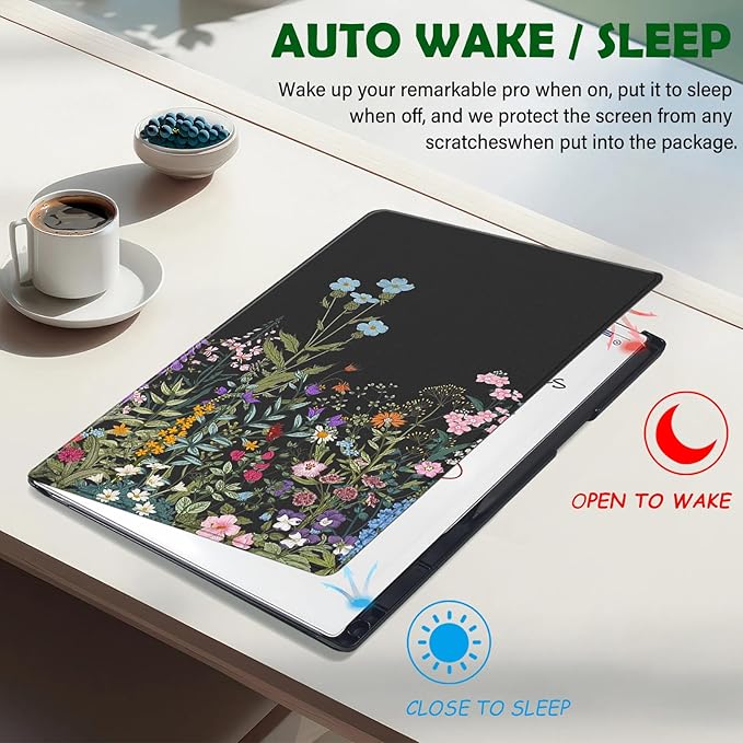Case for Remarkable Paper Pro Tablet 11.8 (Released in 2024) Hard Back Shell Protective Book Folio Cover with Built-in Pen Holder with Auto Sleep/Wake Function.